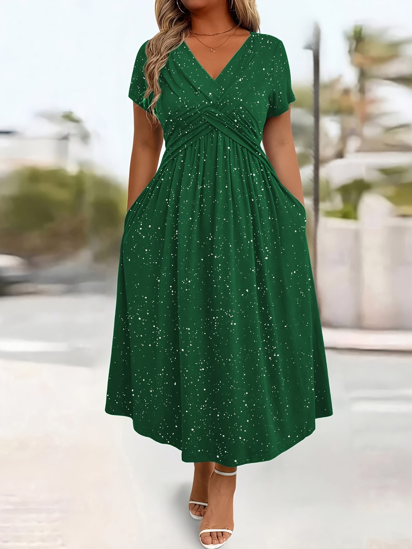 Brun Pocket Evening Dress — V-Neck Warmth, Chic Stretch, and the Gift of Pockets
