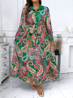 Paisley Print Button-Front Wrap Dress — Timeless Pattern, Effortlessly Draped