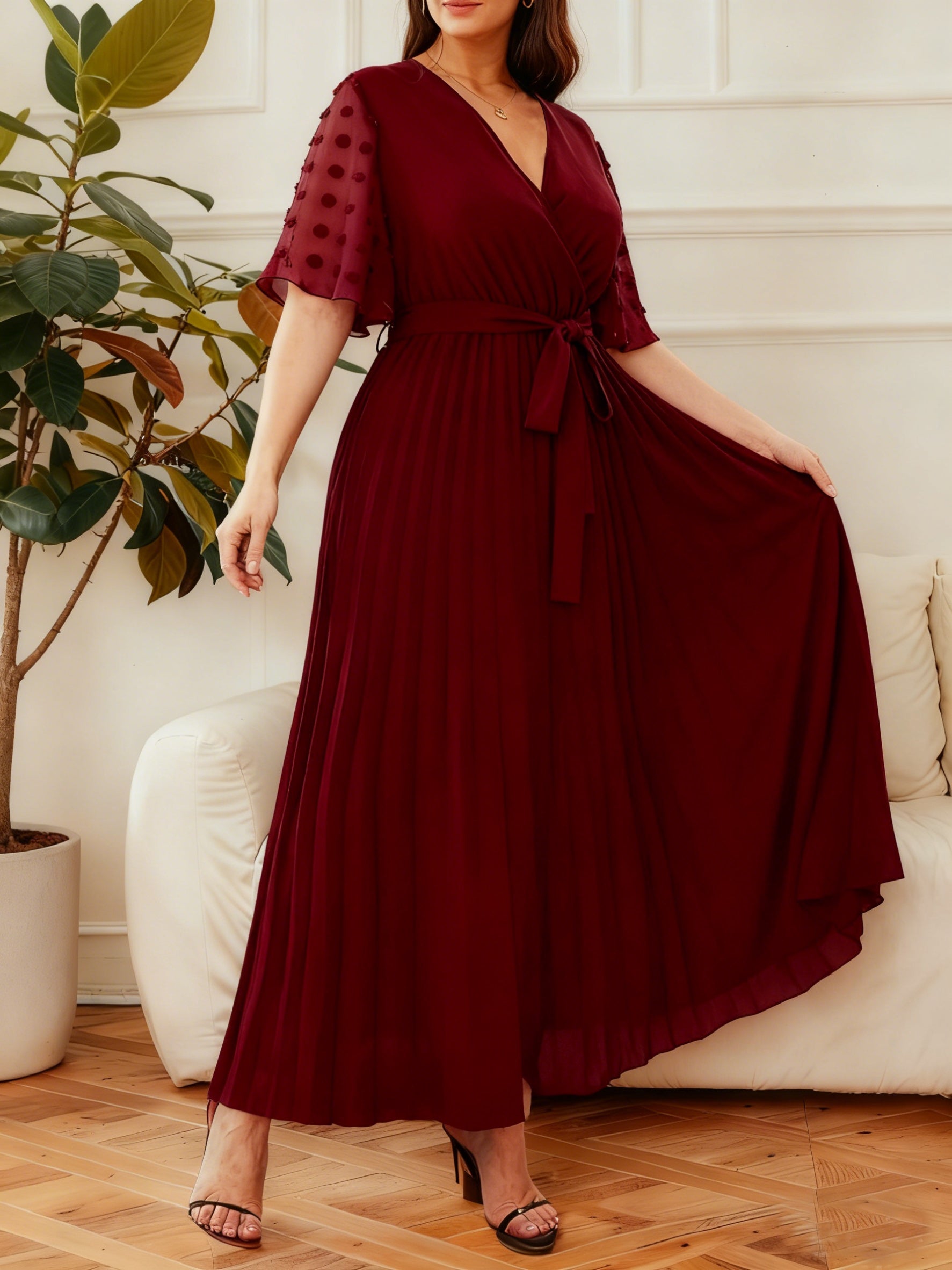 Élancée V-Neck Dress — Structured Elegance for Every Curve