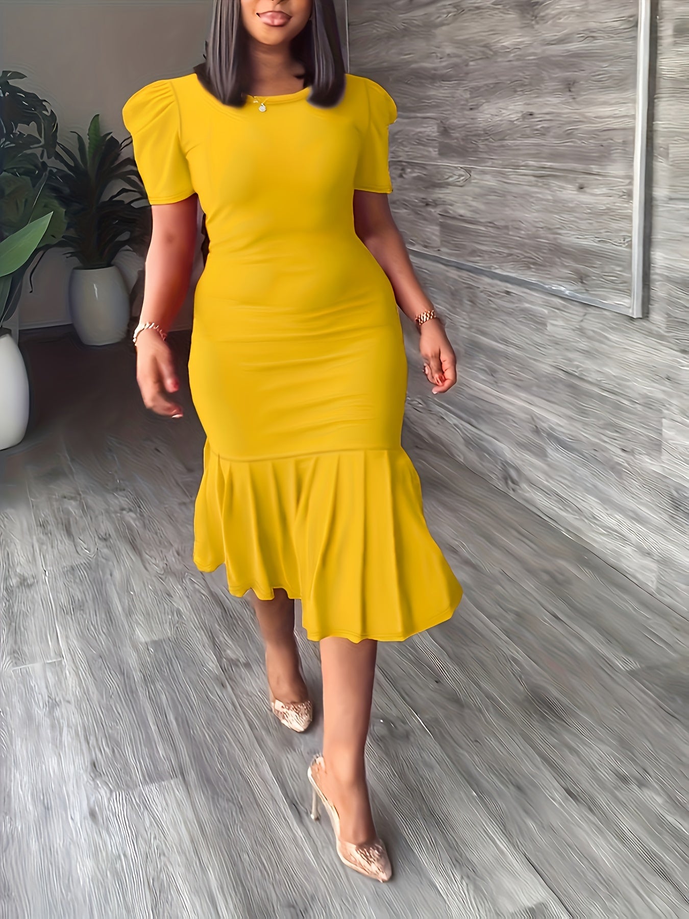 Ondine Ruffle-Hem Bodycon Midi — Stretch Elegance With a Finishing Flourish