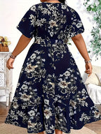 Blue Floral Waist-Tie Maxi Dress — Garden-Fresh Print, Gracefully Cinched