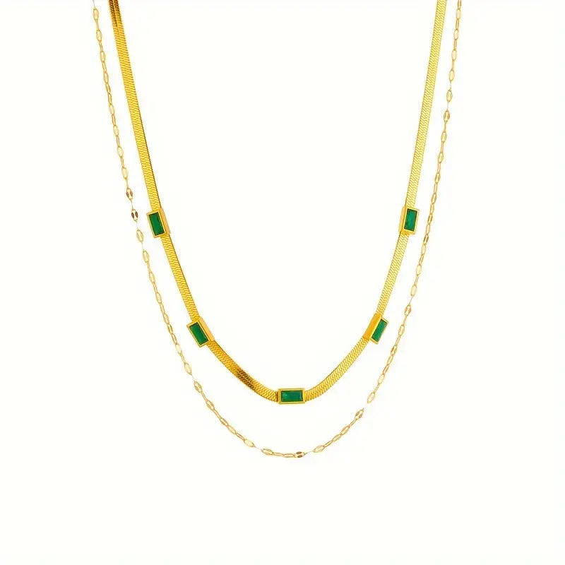 Sorella Gem Doublen Layer Retro Necklace | Gold