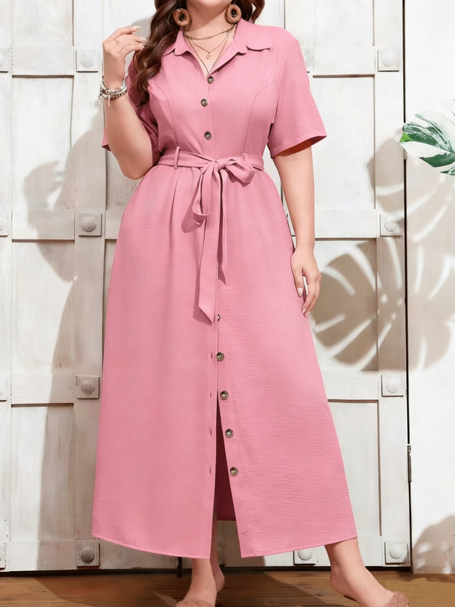 Lumière Belted Maxi Dress — Adjustable Elegance in Breathable Beige