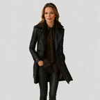 Elegant 3/4 leather coat