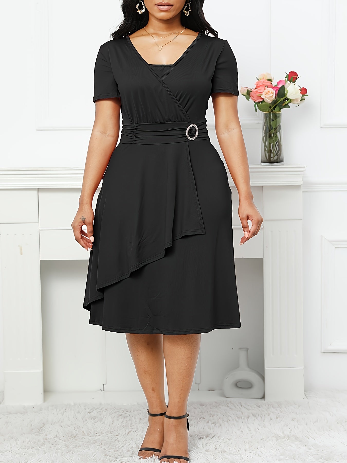Oblique High-Waist Asymmetrical Dress — Sculptural Edge for Everyday Elegance