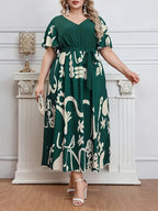 Floral Belted V-Neck Longline Dress — Spring Bloom, Effortlessly Cinched