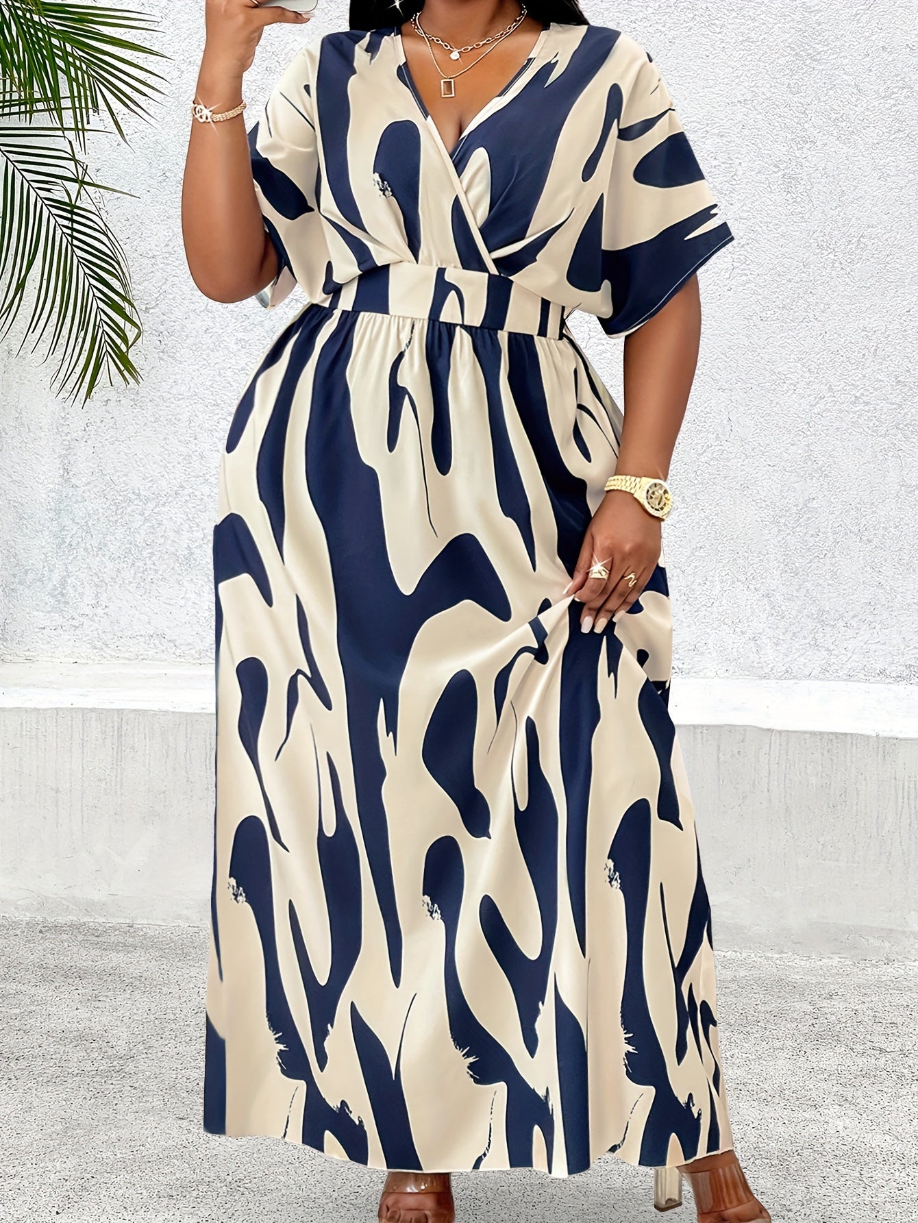 Empreinte V-Neck Printed Maxi Dress — Curated Pattern, Confident Silhouette, Effortless Presence