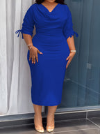 Cowl Neck Sheath Dress — Sculpted Ease, Understated Authority