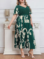 Floral Belted V-Neck Longline Dress — Spring Bloom, Effortlessly Cinched