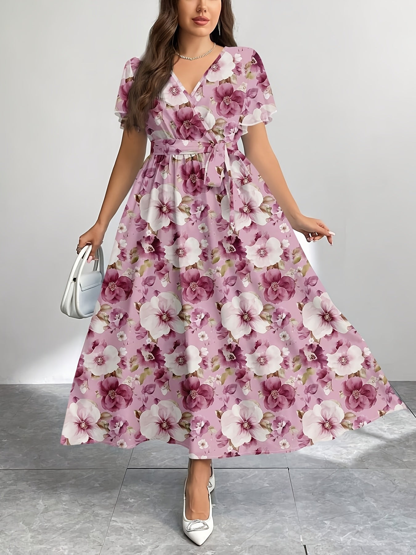 Botanical Maxi V-Neck Floral Dress — Effortless Silhouette, Endless Ease