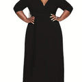 Vibrant Orange Belted A-Line Maxi Dress — 3/4 Sleeve Elegance, Floor-Length Confidence