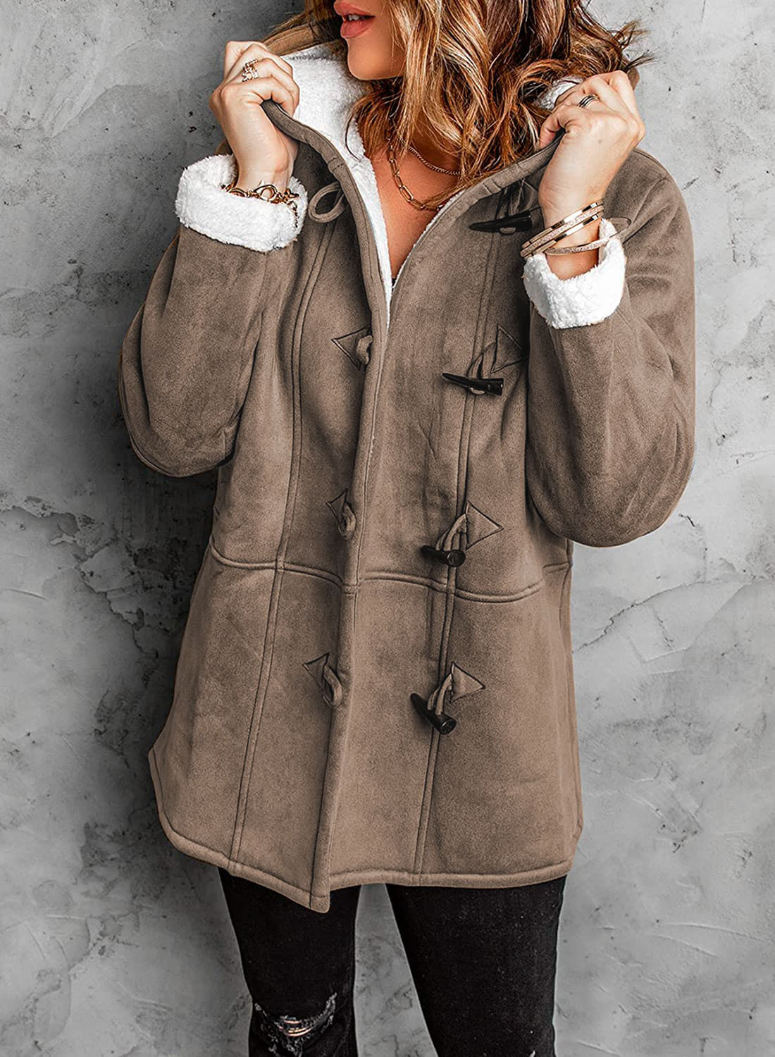 Tahsa- Toggle Winter Coat with Hood and Warm Lining