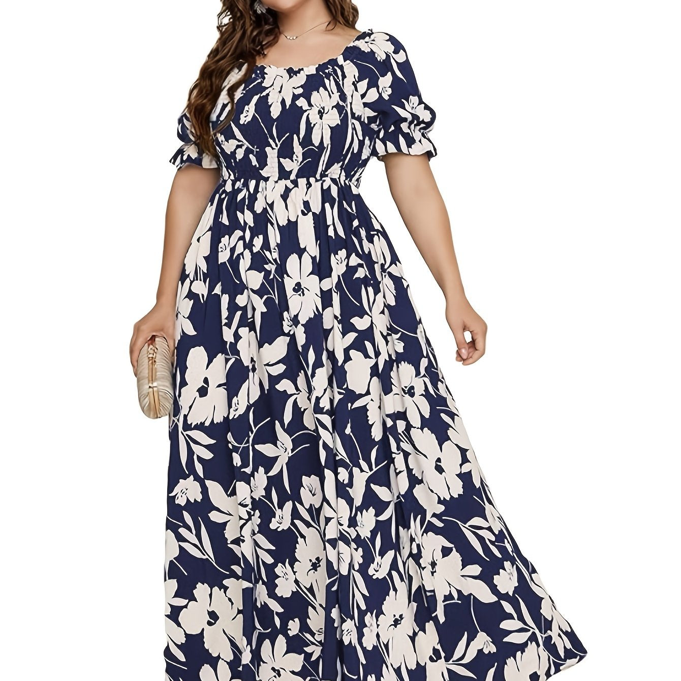 Maroon & White Floral A-Line Floor-Length Gown — Formal Grandeur, Quietly Worn