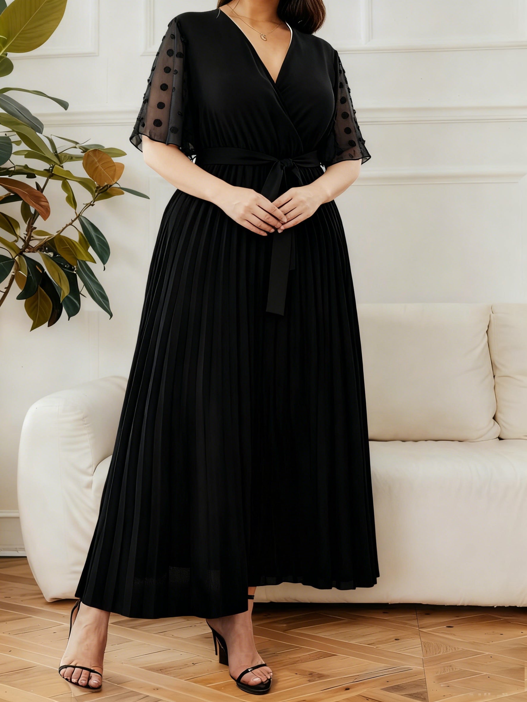 Élancée V-Neck Dress — Structured Elegance for Every Curve