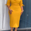 Cowl Neck Sheath Dress — Sculpted Ease, Understated Authority