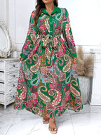 Paisley Print Button-Front Wrap Dress — Timeless Pattern, Effortlessly Draped