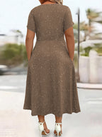 Brun Pocket Evening Dress — V-Neck Warmth, Chic Stretch, and the Gift of Pockets