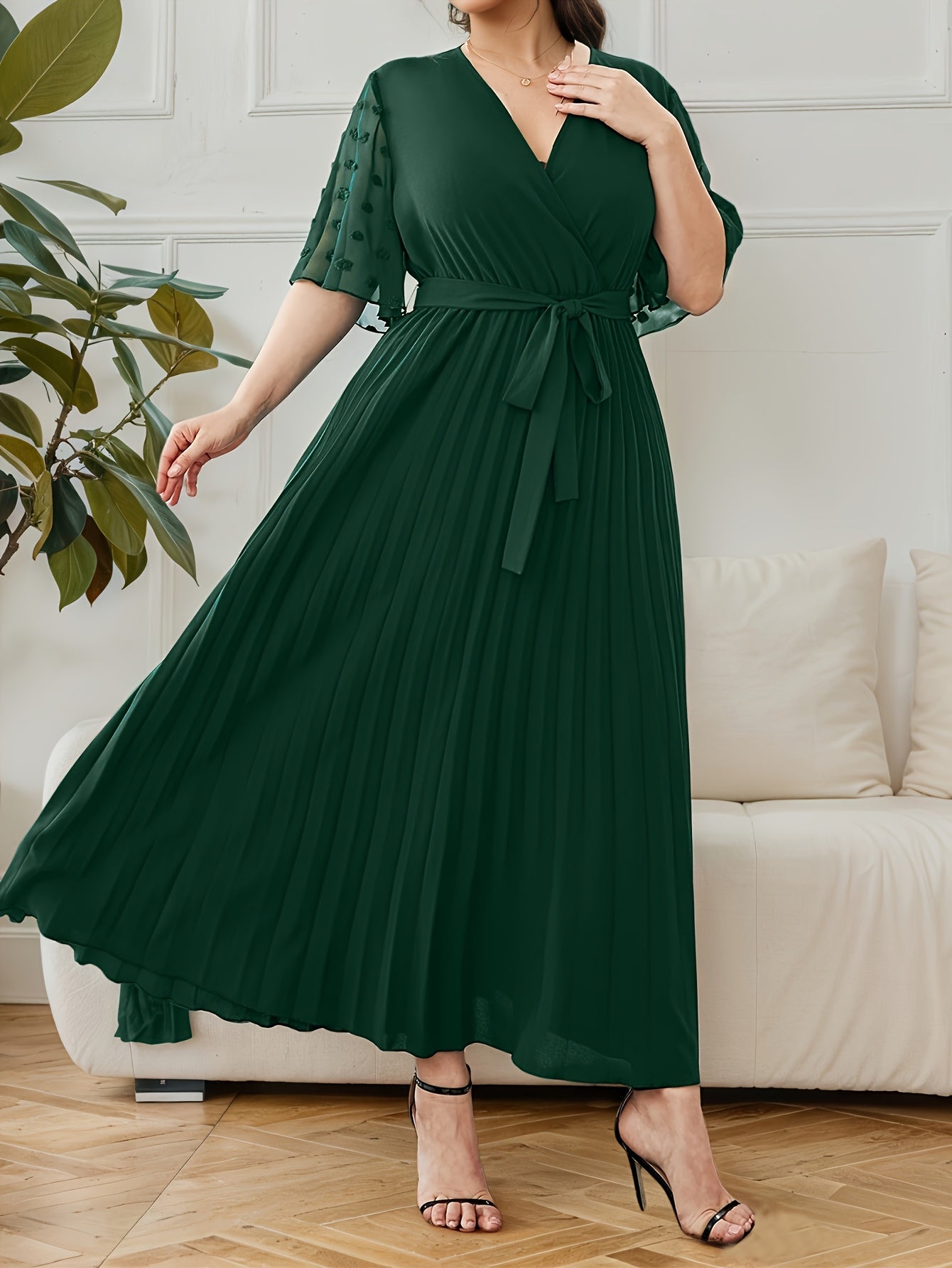 Élancée V-Neck Dress — Structured Elegance for Every Curve