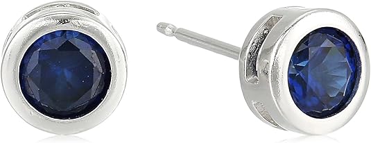 Sapphire stud earrings with bezel setting | White gold