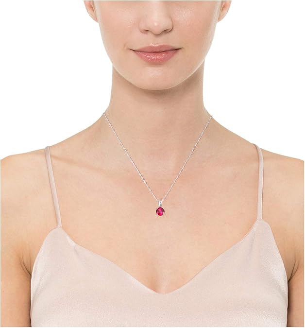 Necklace with round cut ruby | White gold