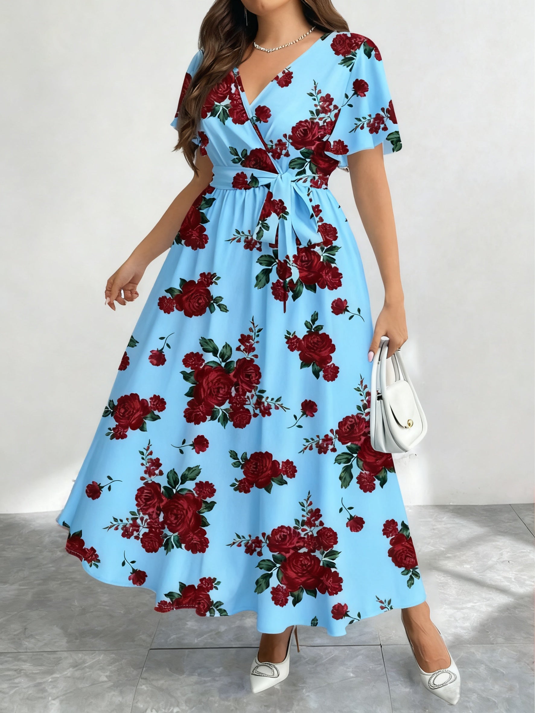 Botanical Maxi V-Neck Floral Dress — Effortless Silhouette, Endless Ease