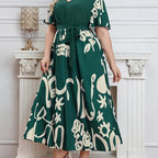 Floral Belted V-Neck Longline Dress — Spring Bloom, Effortlessly Cinched