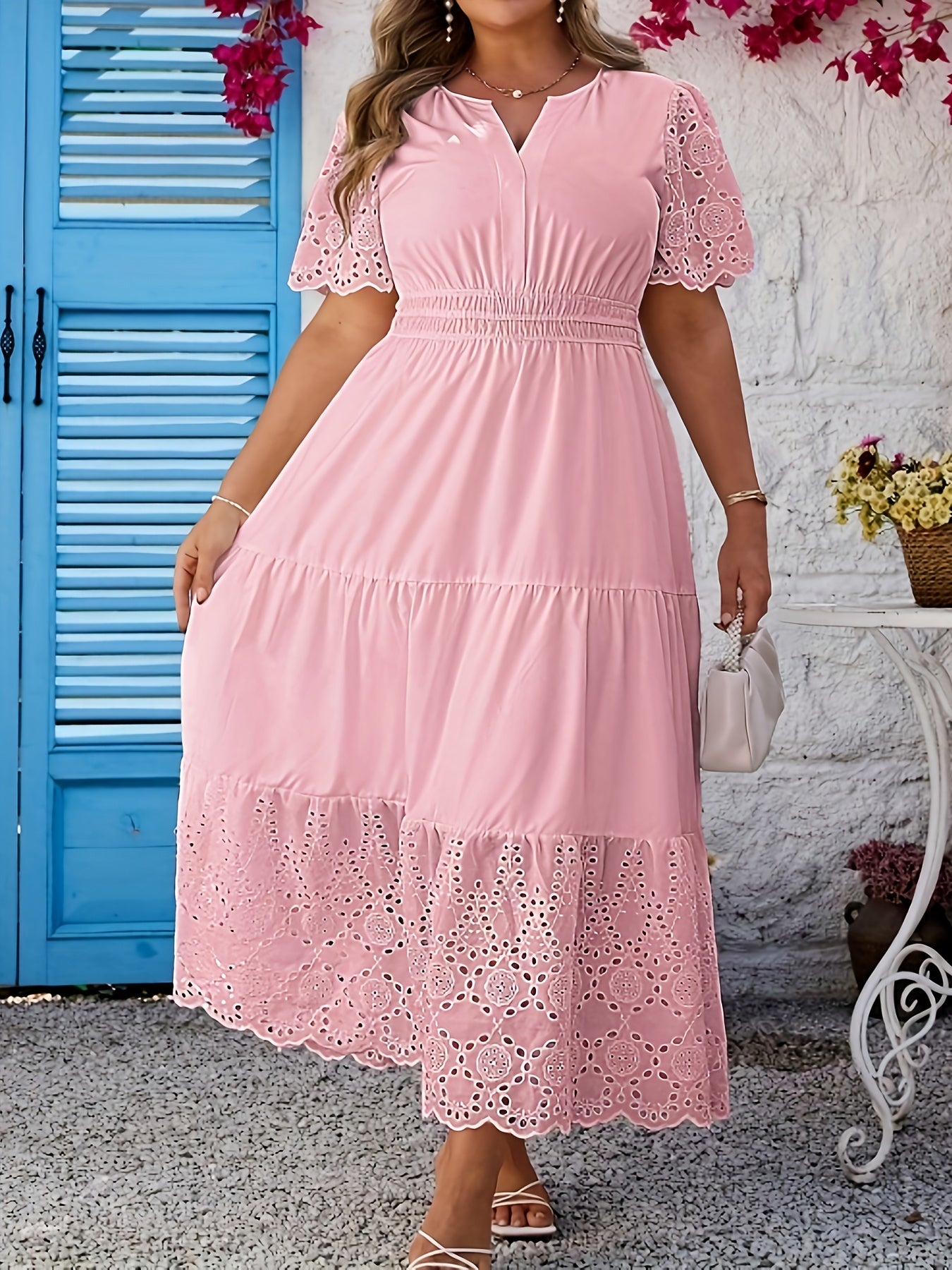 Plus Size Embroidered Formal Dress — Refined Silhouette for Effortless Elegance