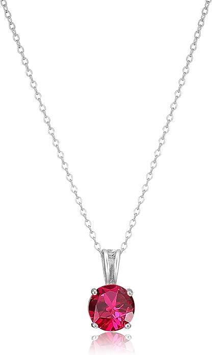 Necklace with round cut ruby | White gold