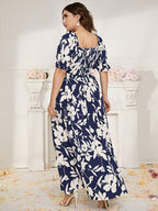 Maroon & White Floral A-Line Floor-Length Gown — Formal Grandeur, Quietly Worn