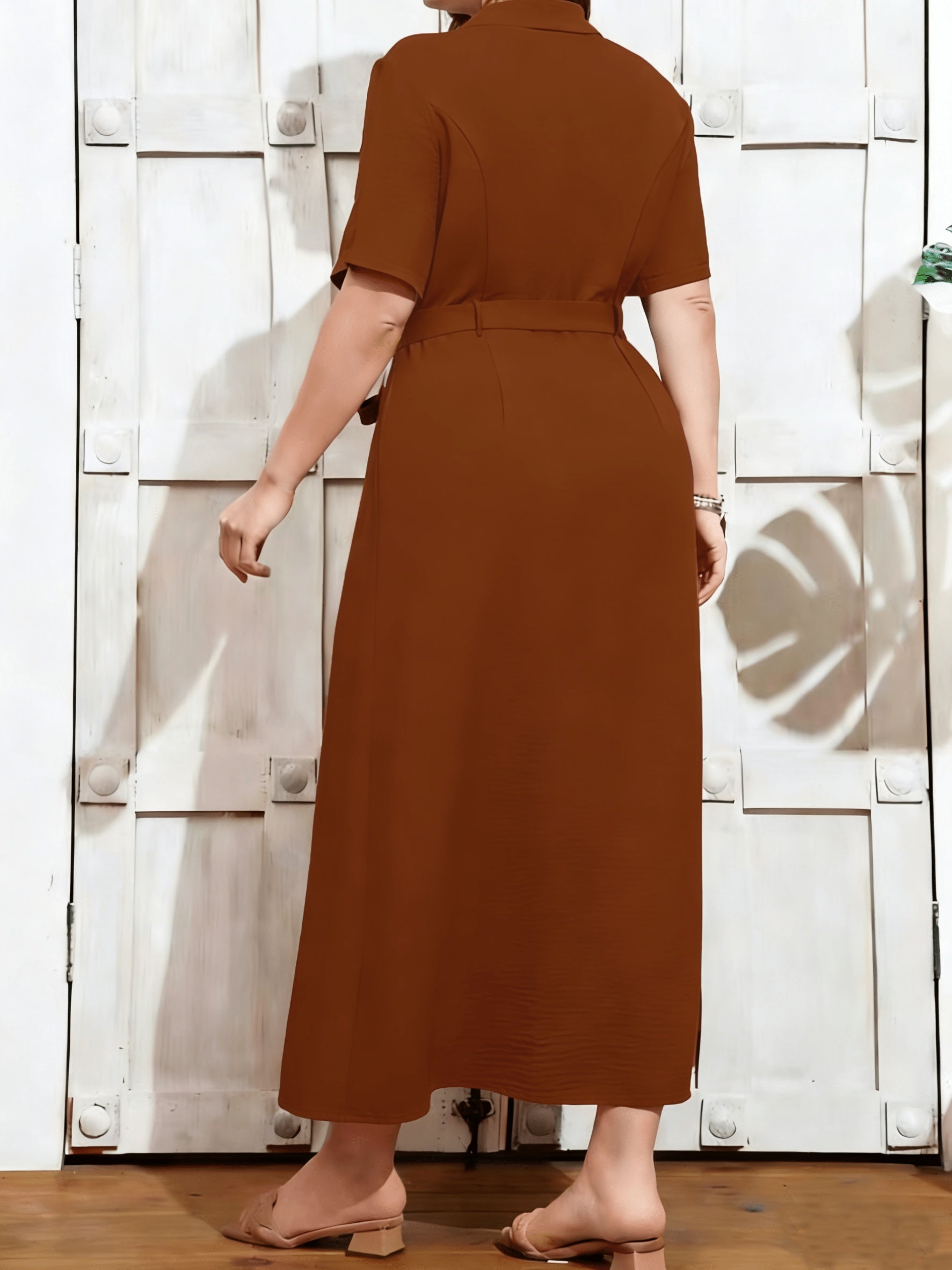 Lumière Belted Maxi Dress — Adjustable Elegance in Breathable Beige