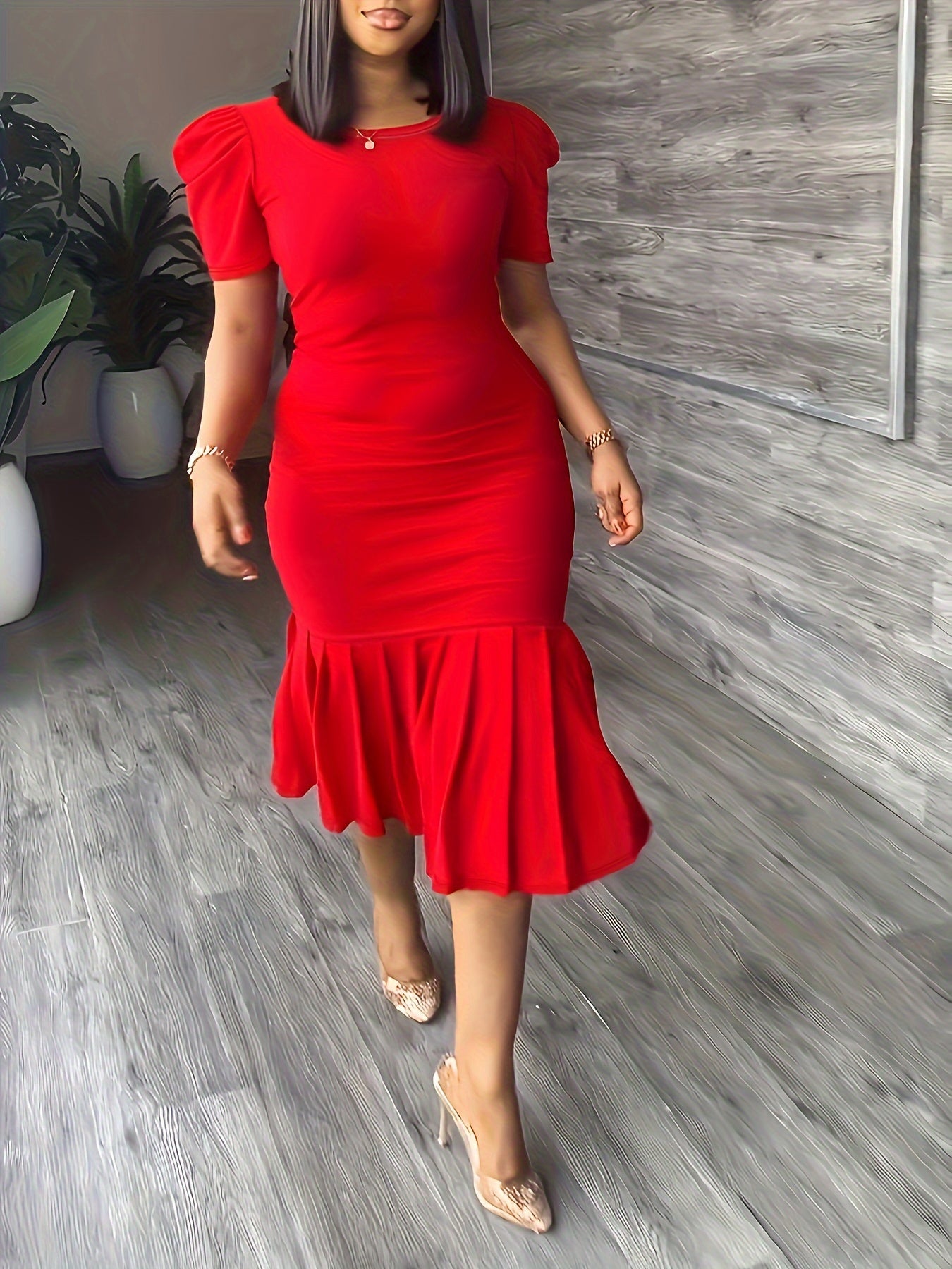 Ondine Ruffle-Hem Bodycon Midi — Stretch Elegance With a Finishing Flourish