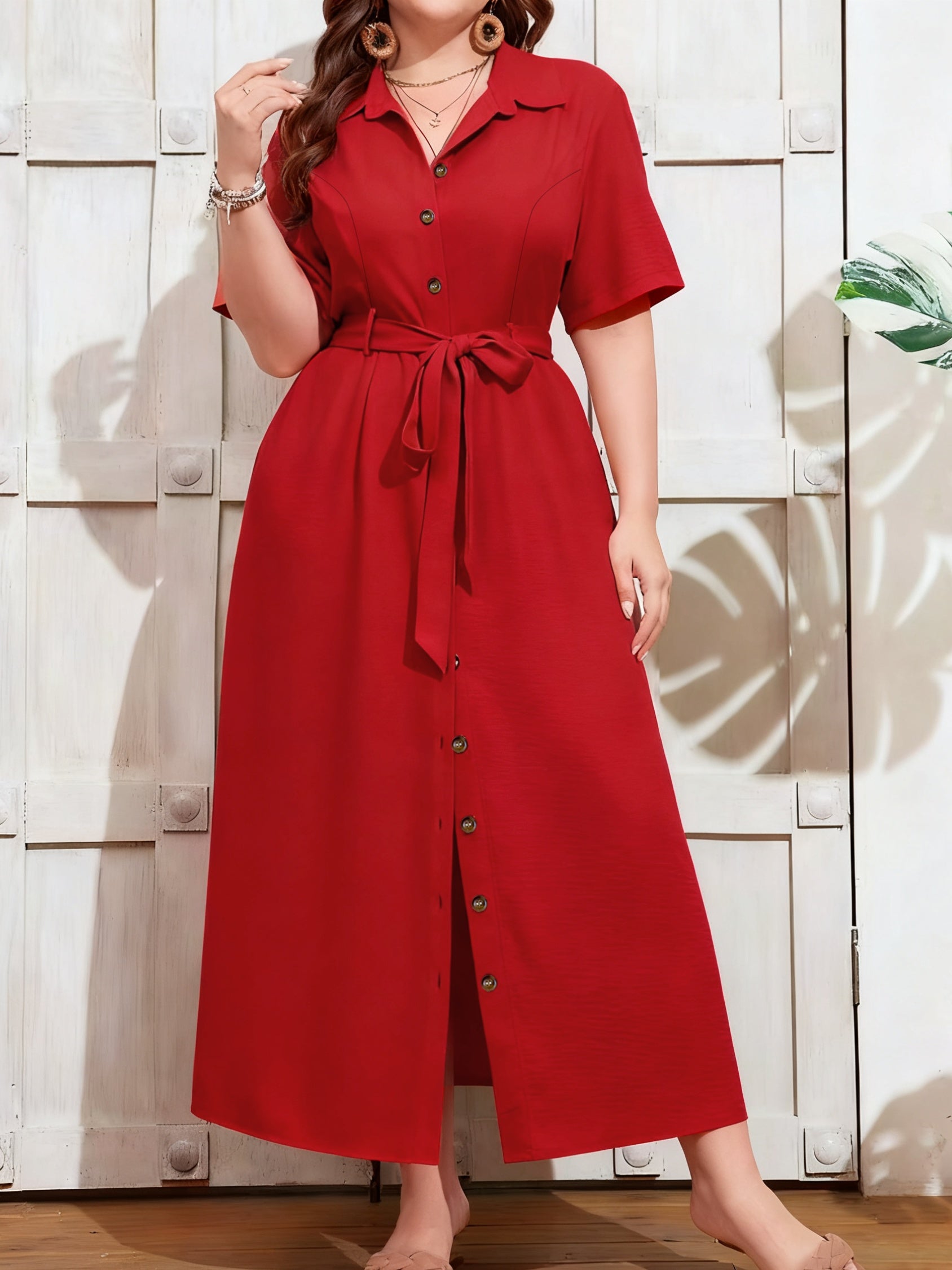 Lumière Belted Maxi Dress — Adjustable Elegance in Breathable Beige