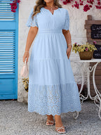 Plus Size Embroidered Formal Dress — Refined Silhouette for Effortless Elegance