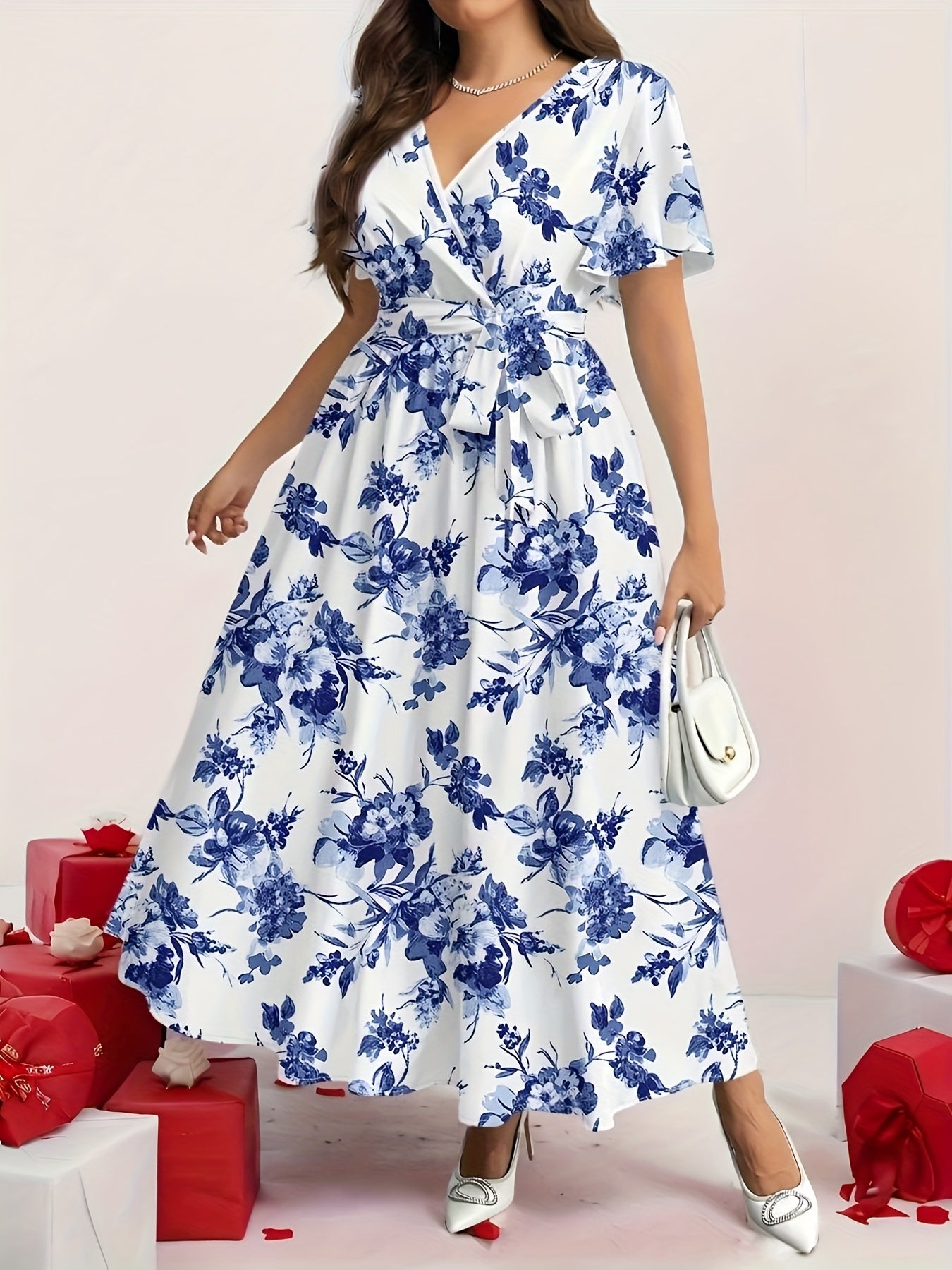 Botanical Maxi V-Neck Floral Dress — Effortless Silhouette, Endless Ease