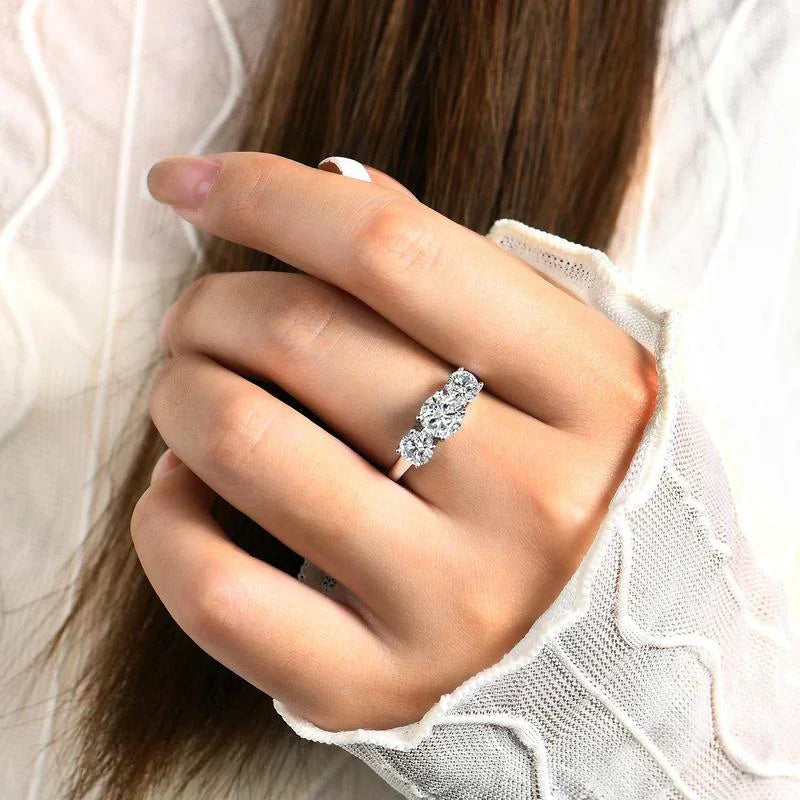 Clare Triple Stone Ring | White Gold