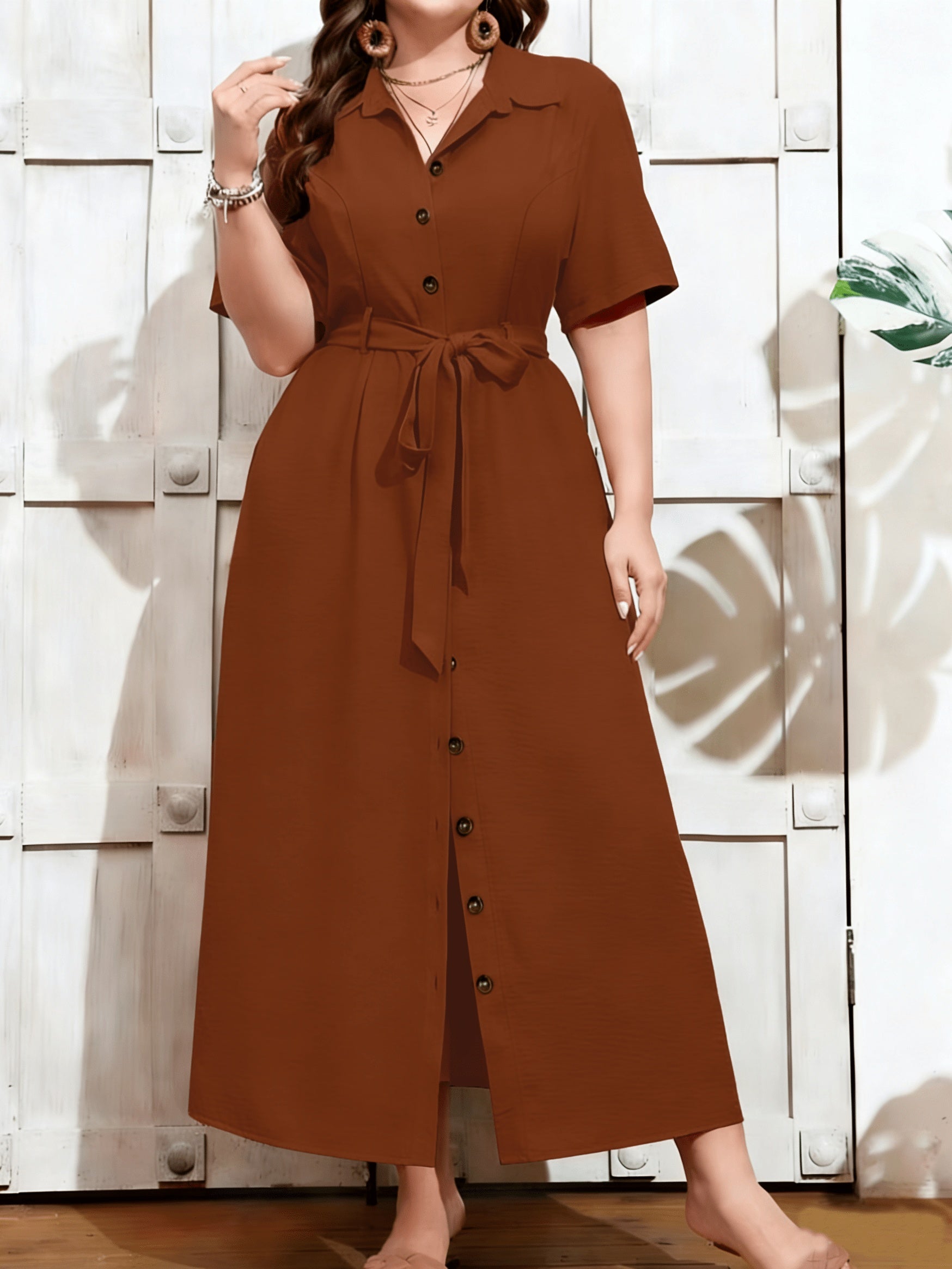 Lumière Belted Maxi Dress — Adjustable Elegance in Breathable Beige