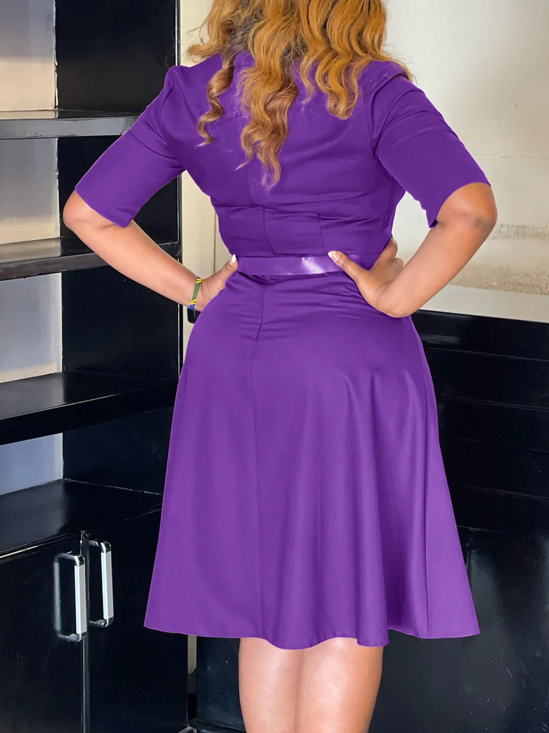 Ruché Belted Midi Dress — Cinched, Gathered, and Effortlessly Composed