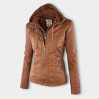 Pia | Modern leather jacket with hood