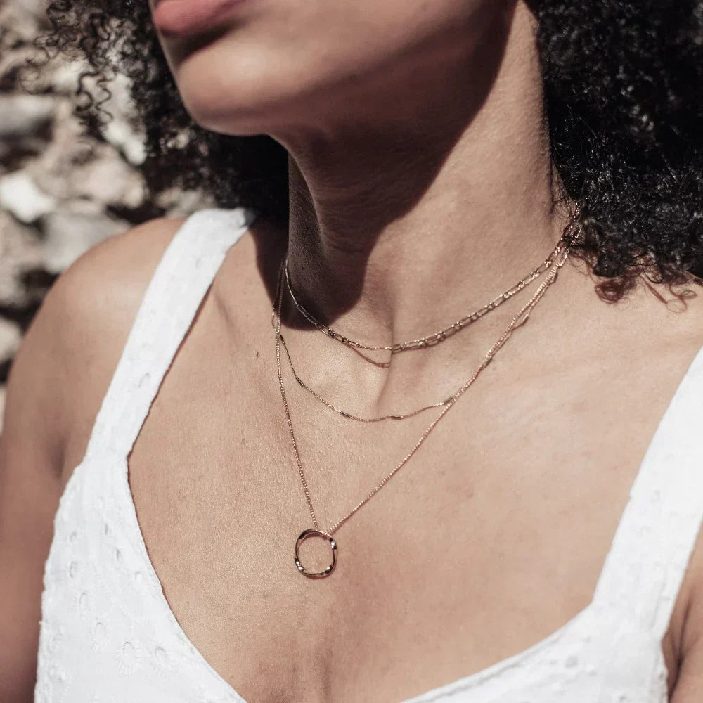 Open Circle Three-Layer Necklace | Gold