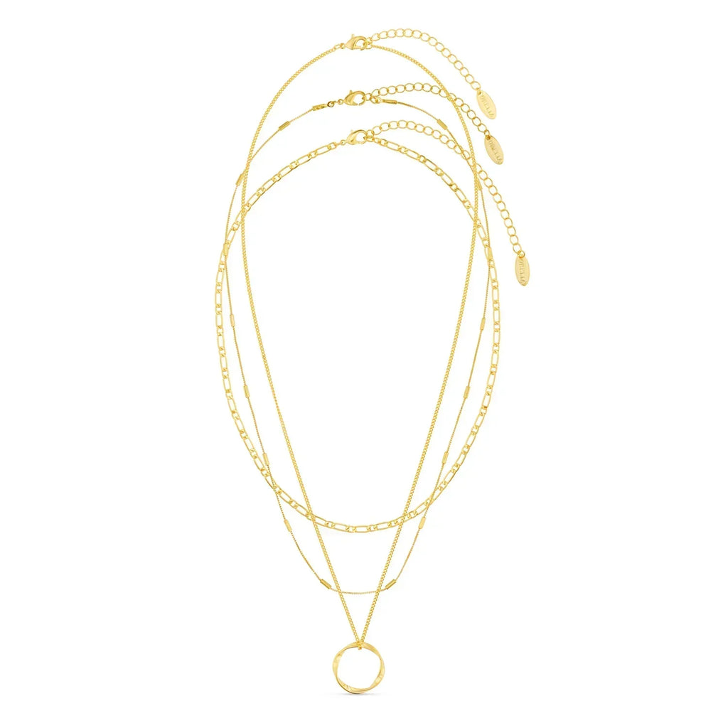 Open Circle Three-Layer Necklace | Gold