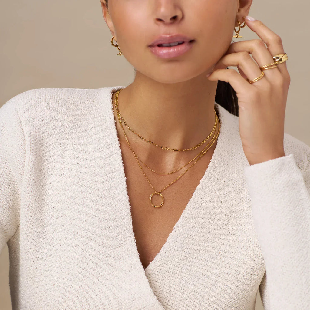 Open Circle Three-Layer Necklace | Gold