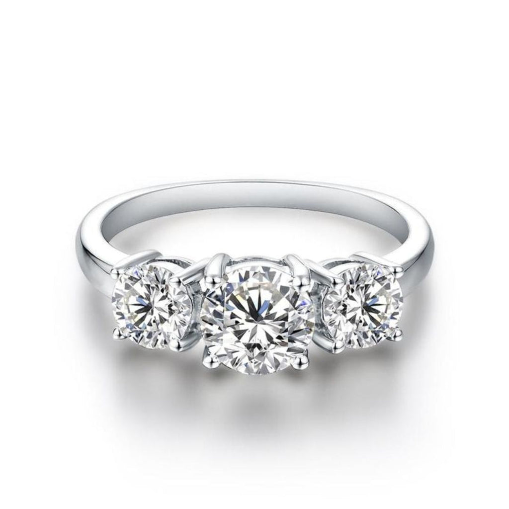 Clare Triple Stone Ring | White Gold
