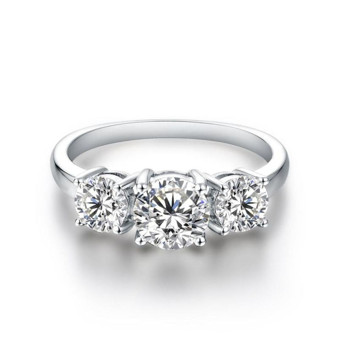 Clare Triple Stone Ring | White Gold