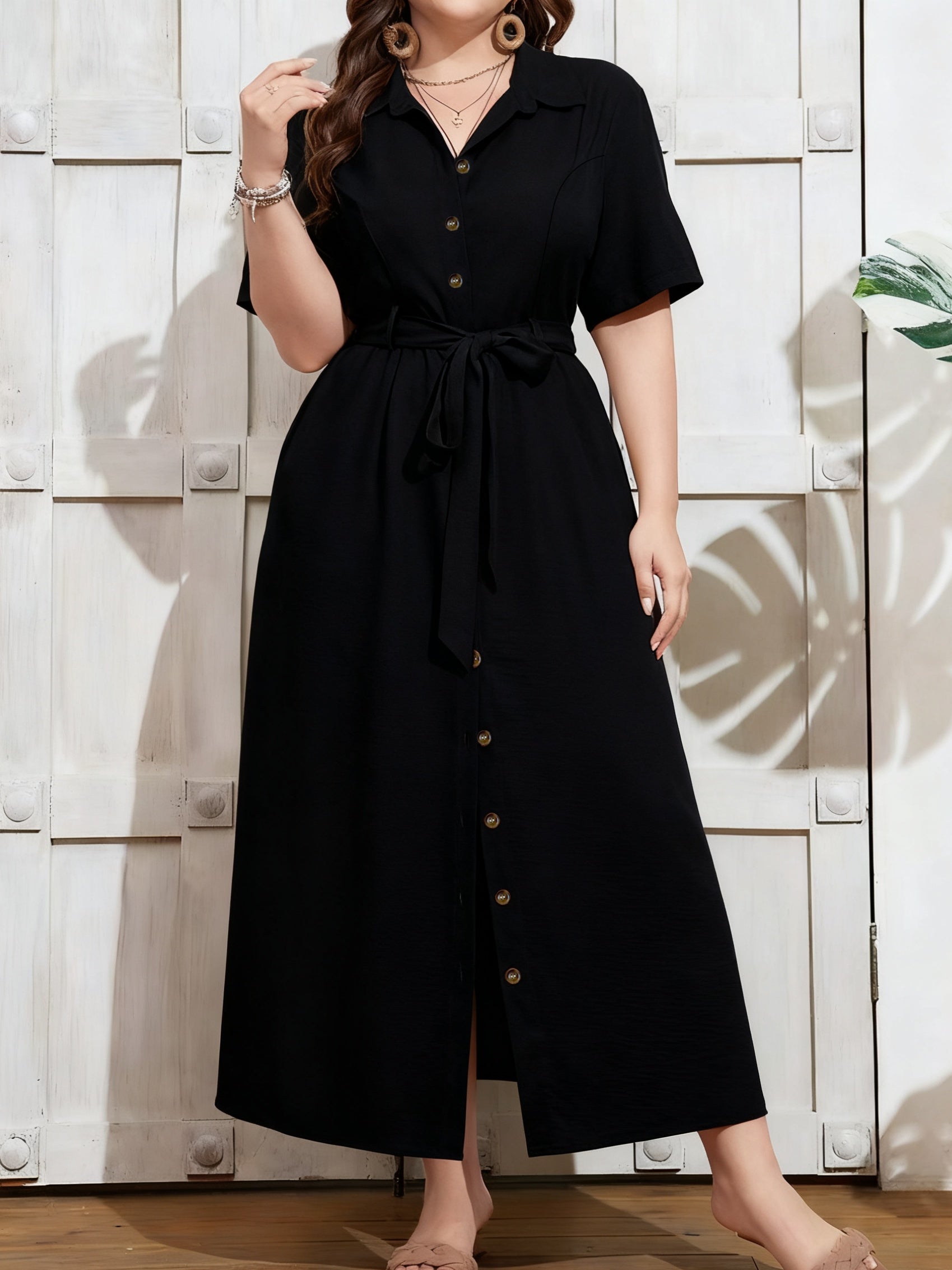 Lumière Belted Maxi Dress — Adjustable Elegance in Breathable Beige