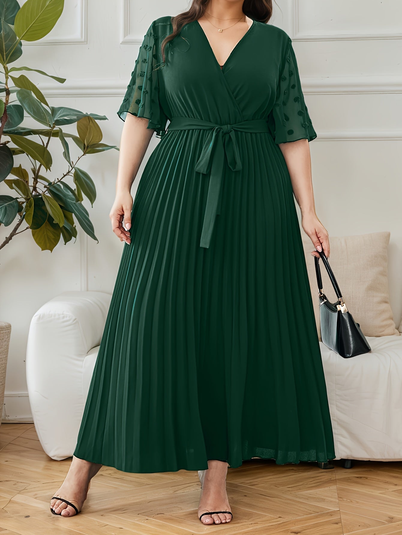 Élancée V-Neck Dress — Structured Elegance for Every Curve