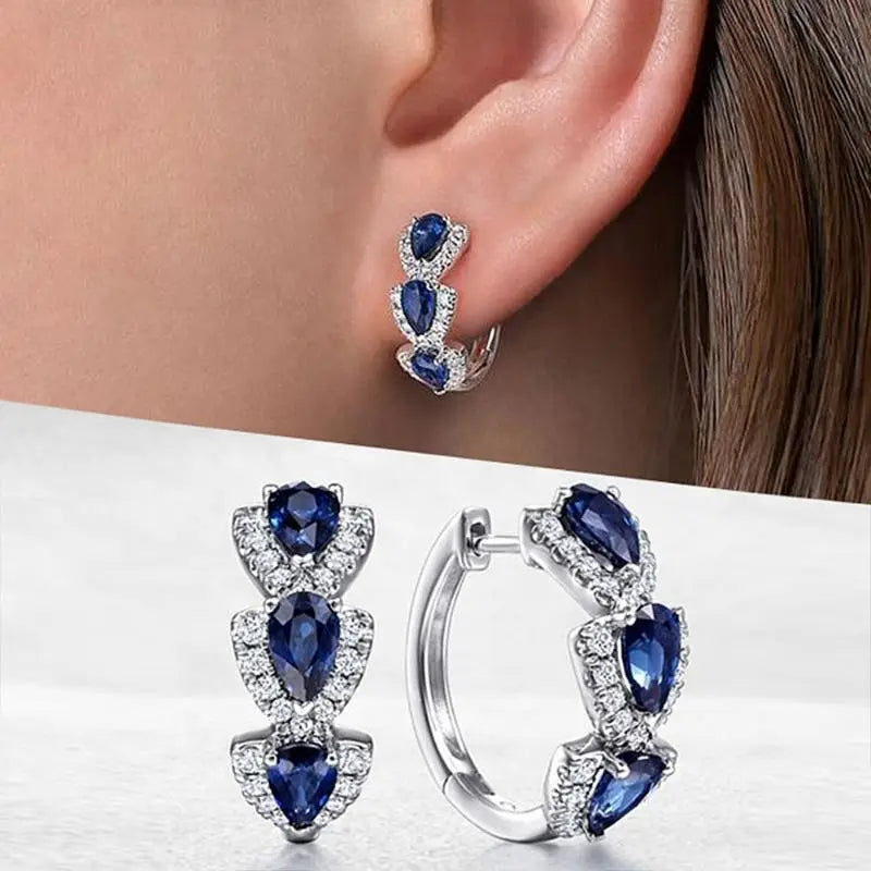 Royal Sapphire Coat of Arms Earrings | White Gold