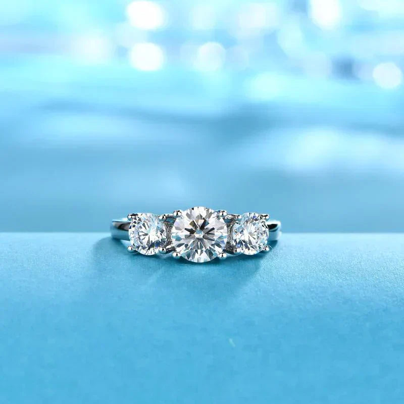 Clare Triple Stone Ring | White Gold