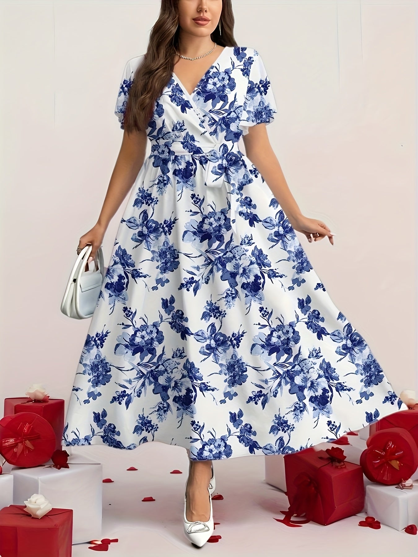 Botanical Maxi V-Neck Floral Dress — Effortless Silhouette, Endless Ease
