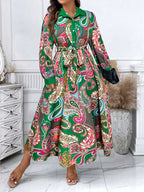 Paisley Print Button-Front Wrap Dress — Timeless Pattern, Effortlessly Draped