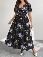 Botanical Maxi V-Neck Floral Dress — Effortless Silhouette, Endless Ease